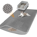 Large Cat Litter Mat for Litter Box, 47"×27.5" Double Layer Trapping Mat, Non-Slip Water Proof Kitty Litter Pad, Grey