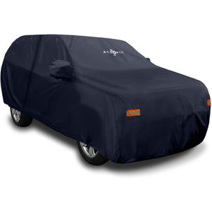 ACROPIX Heavy-Duty Car Cover for Chevrolet Tahoe Waterproof, UV-Resistant All-Weather Protection 190T PU Fabric with Elastic Hem Navy Blue Pack of 1
