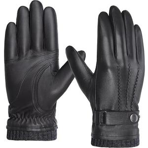BISON DENIM Sheepskin Leather Gloves for Men, Winter Warm Touchscreen Gloves with Cashmere Lining, Driving Motorcycle Gloves