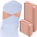 CHENGU 100 Pcs Spandex Chair Sashes Plain Bow Wedding Royal Chair Bands Without Buckle Birthday Decorations Elastic Ties Spandex Slider Sashes for Events Party Ceremony(Rose Gold)