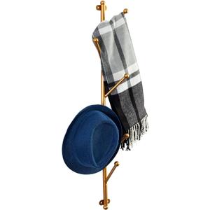 MyGift 2.5-Foot Gold Metal Tree Branch Style Wall Mounted Vertical Hat/Coat Hanging Rack (Gold-6 Hooks)