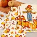Fall Kitchen Towels Set of 2 - Fall Kitchen Dish Towels 18x26 Inch Microfiber Decorative Autumn Themed Towel for Thanksgiving Harvest, Absorbent Hand Towel with Hanging Loop, Straw Pumpkin