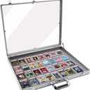 24"x20" Aluminum Trading Card Display Case for Baseball Sports MTG Collectible Cards, Large Table Top Trade Show Display Case with Lock and Handle for Graded Cards Jewelry Craft Collectibles