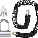 AUTOUTLET U-Lock Chain Lock, Full Metal U-Lock Chain Set with Crescent Copper Lock Cylinder for Motorcycle, Bicycle, and Trailer Security