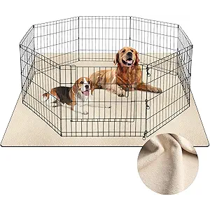 36"x 48" Washable Dog Pee Pads Reusable Non-Slip - 2 Pack Puppy Pads Indoor Potty Training Leakproof, Whelping Pads for Floor, Bed, Crate, Cadges, Playpen, Couch Waterproof,Light Biege