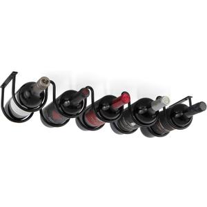 Wallniture Dijon Wine Rack for Kitchen Organization and Storage, Under Cabinet Organizer for 5 Liquor or Wine Bottles, Metal Black, 23.5x 5.5x 4.1 Inches