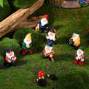 Gnomes Fairy Resin Statues Mini Garden Statues Decoration Gnome Tale Statue with 2 Hedgehog Statues and 1 Mushroom Decor for Christmas Holiday Festival Decoration, Relatives Friends Kids