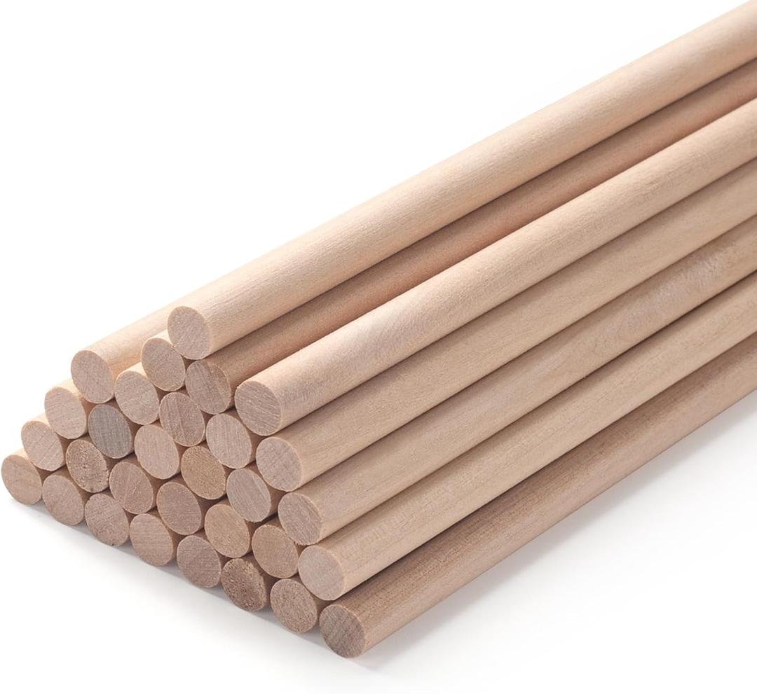 Wooden Dowel Rods Wood Dowels for Crafts,30 PCS 5/16 x 12 Wooden Sticks for Crafts, Round Macrame Dowels, Unfinished Hard Wood Sticks for Crafting, Arts and DIYers, Crafting, Tiered Cake Support