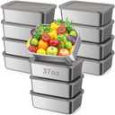 Blushtier 12 Pcs Stainless Steel Food Storage Containers with Lids, 37 oz Metal Lunch Bento Box, Lightweight Stackable Easy Open Meal Prep Container for Kitchen Picnic, Freezer & Dishwasher Safe