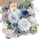 Artificial Flowers Box Blue Pink Silk Fake Rose for DIY Wedding Bridal Bouquets Cake Floral Arrangement Table Centerpieces Baby Shower Birthday Party Home Decor