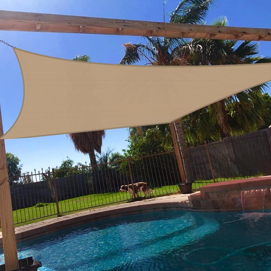 Windscreen4less 18' x 18' Sun Shade Sail Rectangle Outdoor Canopy Cover UV Block for Backyard Porch Pergola Deck Garden Patio (Sand)