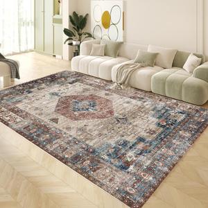 Yancorp 5'x7' Boho Area Rug for Bedroom Non Slip Washable Rug Vintage Carpet Living Room Floor Mats Big Area Rug for Dining Table Retro