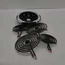 Black Porcelain Burner Drip Pans 2*WB31M19(8) 2*WB31M20(6)&Electric Stove Burner Replacement 2*MP15YA(6") 2*MP21YA(8") Compatible for G-E Hot-point Ken-more Electric Range Stove by MIFLUS