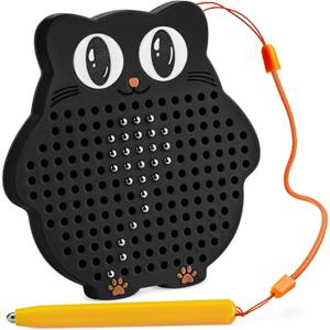 Magnetic Drawing Board for Kids & Toddlers with Beads and Magnet Stylus Pen - Magnetic Travel Toy for Airplane & Car Ride Activities for Kids (Black)