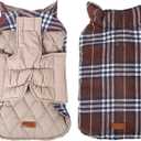 Dog Clothes Dog Vest Double Sided British Plaid Winter Autumn Coat Warm Dog Apparel Cold Weather Clothing Small Medium Large Dog Warm (Color : Brown, Size : S)