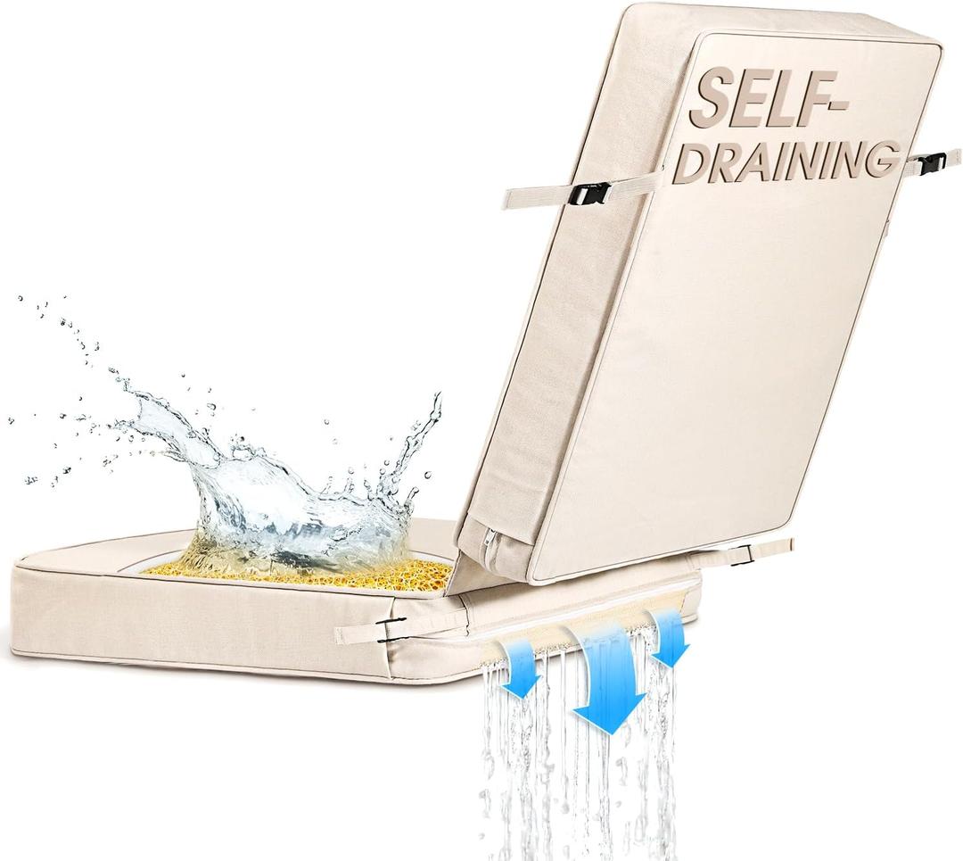 SUNROX DryFast Foam FadeShield Water Resistant Outdoor All-Weather Deep Seating Cushion Set 21"x44"x3" Cream