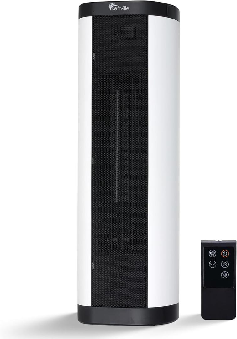 Senville 1500W Space Heater for Indoor Use, Electric, Ceramic, Remote, Digital Thermostat, Overheat Protection, Vertical & Horizontal Operation