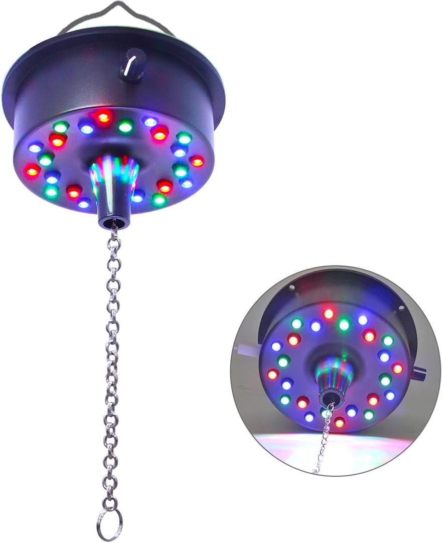 5 RPM-9 RPM Adjustable Mirror Ball Rotating Motor with 24 RGB Led Light for 4 6 8 12" Disco Balls (Not Include) for Party Decoration DJs Bands Pubs Nightclubs KTV (USB Powered/Battery Powered)