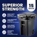 Plasticplace 95-96 Gallon Heavy Duty Black Trash Bags - Contractor Grade, Extra Large Garbage Bags for Construction & Outdoor Trash Cans, 1.2 Mil Thick, 61 x 68 (15 Count Roll)