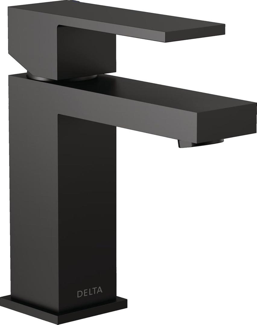 Delta Modern Matte Black Bathroom Faucet 1 Hole, Single Hole Bathroom Sink Faucet for Vanity, Metal Push-Pop Drain Assembly, Matte Black 567LF-BLGPM-PP