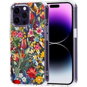 MOSNOVO Case for iPhone 14 Pro Max, [Buffertech 6.6ft Military-Grade Drop Protection] [Anti Peel Off Tech] Clear TPU Bumper Phone Case Cover Design - in The Garden