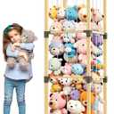 200L Stuffed Animal Zoo Storage, 3-Tier Extra Large Stuffed Animal Holder, Solid Bamboo Plushies Storage Tower with Mesh Pocket and Elastic Cords, Space Saver for Nursery Playroom Bedroom