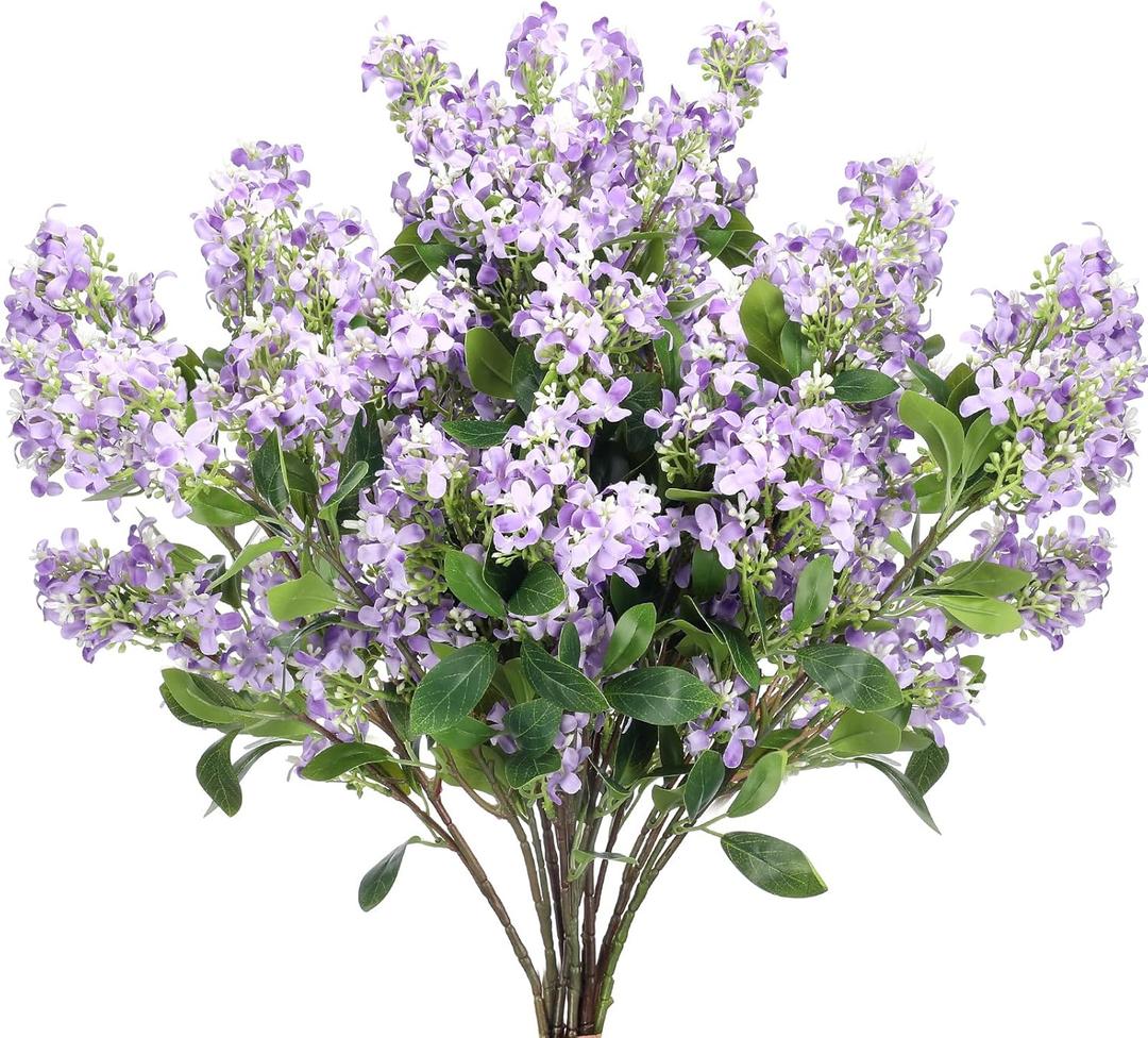 Thiccywoov 10 Pcs 30" Artificial Lilac Flowers Fake Delphinium Antirrhinum Stem Silk Artificial Flower Branch Floral Arrangement for Vase Centerpieces Wedding Bouquet Home (Purple)