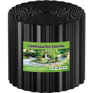Corrugated Metal Garden Edging,10 "50 Ft Corrugated Landscape Edging Border for Garden,Flower Bed, Lawn (Black)