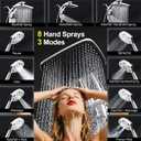 Rain Shower Head with filtered Handheld High Pressure rainfall Shower Heads with Handheld Spray Combo Adjustable one-piece stand daul shower head Built-in Magnetic Docking and Power Jets - Silver