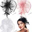 Yunsailing 3 Pack Fascinators Hats for Women Tea Party Mesh Flower Derby Fascinator Hat with Headband and Clip for Derby Events Wedding