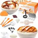 Sourdough Starter Kit for Beginners, Banneton Bread Proofing Basket Set, Sourdough Baking Kit for Bread Rising, Bread Making Supplies & Tools, Banneton Basket Gift Set (Round & Oval)