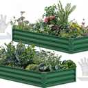 YITAHOME 72x36x12 in 2pcs Galvanized Raised Garden Bed Kit, Large Metal Planter Box with Gloves & Support Rod, Outdoor Flower Bed for Plants Vegetables, Green, 6x3x1ft 2pcs