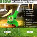 Cordless Weed Wacker Electric Eater Battery Powered, 21V 4 in 1 Lightweight Portable Stringless Weed Trimmer x 2 Battery Operated, Grass Trimmer/Brush Cutter/Lawn Edger with Wheels for Garden Yard