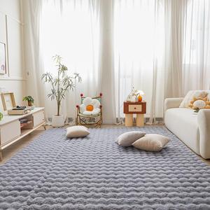 Gray Rabbit Plush Area Rug for Bedroom Living Room Sofa,8'X10' Faux Fur Fluffy Shaggy Rectangular Square Rug for Kids Teen Girls Room,Furry Carpet Rug for Nursery Baby Room Decor for Teenage (Grey)