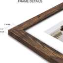Hongkee 8x8 Picture Frame Set of 2, Made of Real Glass and Rustic Brown Wooden Frame - Display Square 6x6 with Mat or 8x8 Without Mat, 8 by 8 Photo for Wall or Tabletop