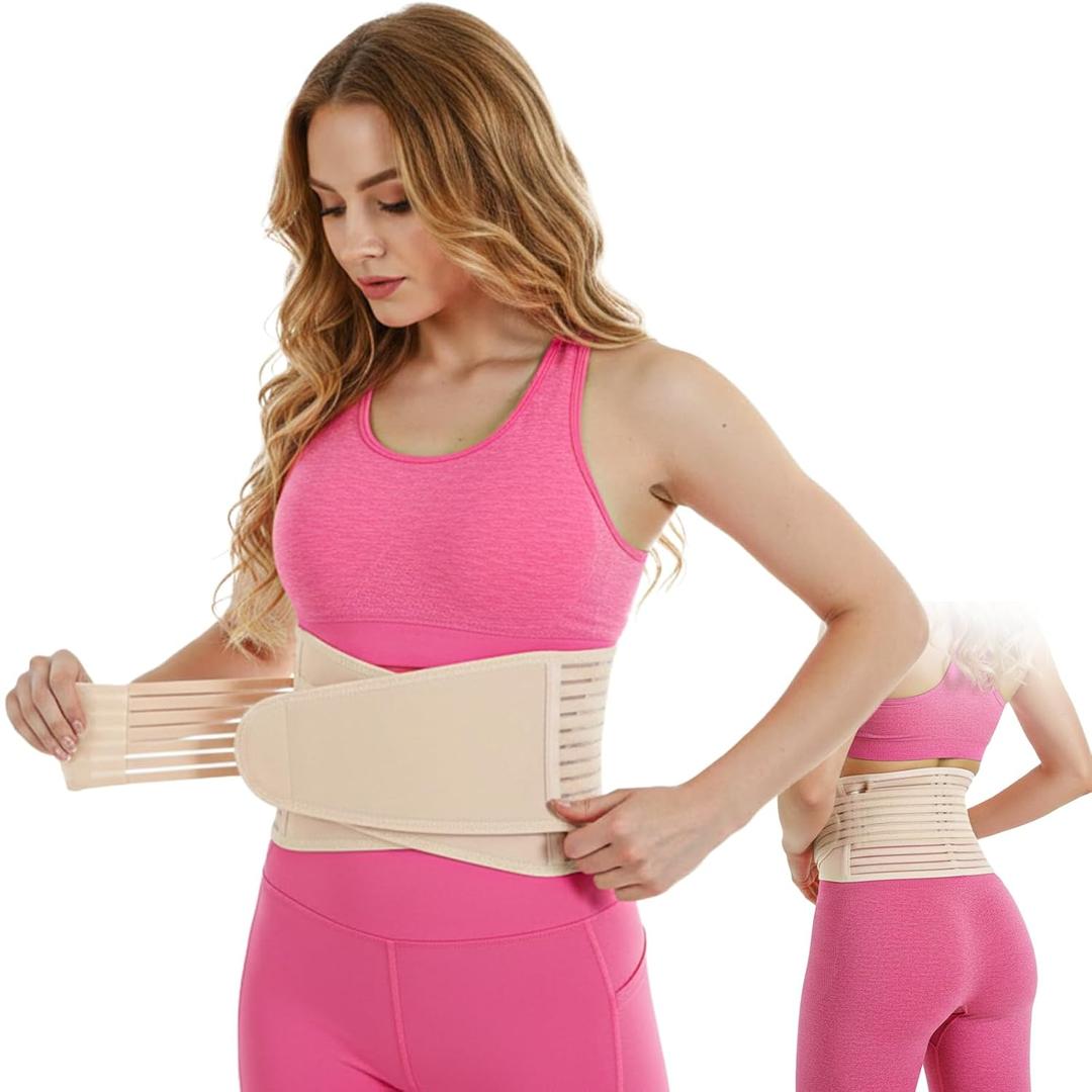 Back Brace for Lower Back Pain, Skin Tone Back Support Brace, Adjustable Back Support Belt for Men and Women, L/XL Backbrace for Lumbar Lower Relief (Waist Sizes from 85-94cm and 95-110cm) (Large)
