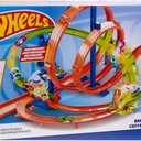 Hot Wheels Track Set, Epic Crash Dash with 5 Crash Zones, Motorized Booster and 1 Hot Wheels 1:64 Scale Toy Car, Easy Storage , Medium