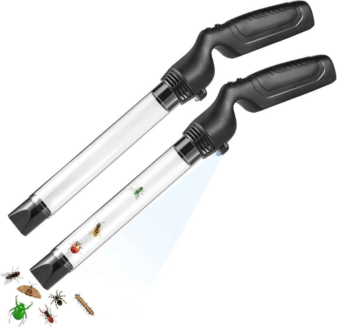 2Pack Bug Catcher Vacuum, Insect and Spider Trap with Long Nozzle LED Light, Bug Sucker Vacuum for Adults and Kids, Pest Suction Trap for Cockroach Beetle Ant Bedbug and Small Insect
