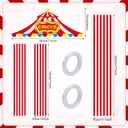 4 Pcs Carnival Circus Tent Decorations Set – Circus Theme Party Decorations with Awning, 2 Porch Sign Banners & Striped Aisle Runner for Carnival Theme Birthday Celebration