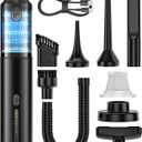 Car Vacuum Portable Cordless Handheld Vacuum Cleaner 4-in-1 Mini Cordless Vacuum with 2 Suction Modes and 16000pa Suction Power Blowing & Inflating 2 Modes Handheld Vacuum for Car, Desk, Keyboards. Black
