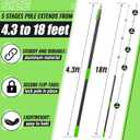 4.3-18 Ft Telescopic Extension Pole with Hook for Xmas Lights,Green