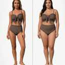 Herseas Womens High Waisted Bikini Sets Tummy Control Textured Two Piece Swim Suits 2026 Summer Ruffle Supportive Retro Bathing Suit Teens Trendy Coffee Beach Vacation Clothes Medium (Brown, Medium)