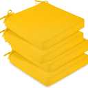 downluxe Waterproof Outdoor Chair Cushions Set of 4, 19" x 19" x 3" Patio Chair Cushion with Non-Slip Ties & Handle, Square Outdoor Cushion for Patio Furniture with Removable Cover, Yellow