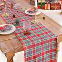 B-COOL Checkered Table Runner Fabric - Rectangle 13x108 Inch Classic Gingham Buffalo Plaid Table Cloth for Indoor Outdoor Use Table Cover for Kitchen BBQs Christmas Parties,2 Packs