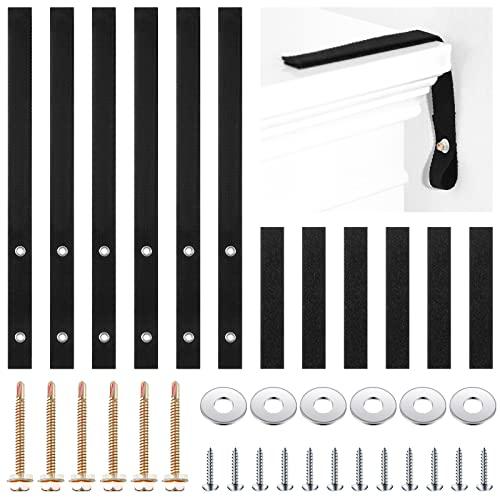 Oudain 6 Sets Anti Tip Furniture Straps Furniture Wall Anchor Straps for Pet Proofing 500 Pound Nylon Strap for Home Dresser, Shelves, Bookcase, TV(Black)