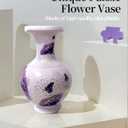 3D Puzzle Vase  200-Piece Interlocking Plastic DIY Flower Vase, Home Decor/Stress Reliever/Floral Arrangement Art, Unique Creative Gift (Light-Up Function) (Purple Blossoms)