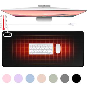 Konohan Heated Large Desk Mat PU Leather Warm Mouse Pad with 5 Heating Level & 4 Hour Auto Shut-Off Heating Keyboard Pad Warmer Gaming Mouse Pad for Office Home(Black Color,31.5" X 13")