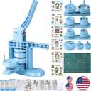 Button Maker Machine Multiple Sizes (4th Gen), Pin Maker 1+1.25+2.25 inch / 25+32+58mm, Badge Button Press Machine with Cutting Mat & 300 Sets Badge Making Supplies & Circle Cutter