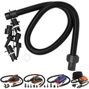 SUP Electric Air Pump Hose Tube Kit, 1 Hose+6 Nozzles+1 Extra Washer Gasket, Detachable Pump Air Tube Connectors Replacement Accessories for Stand Up Paddle Board Inflatable Boat Rafts Kayak