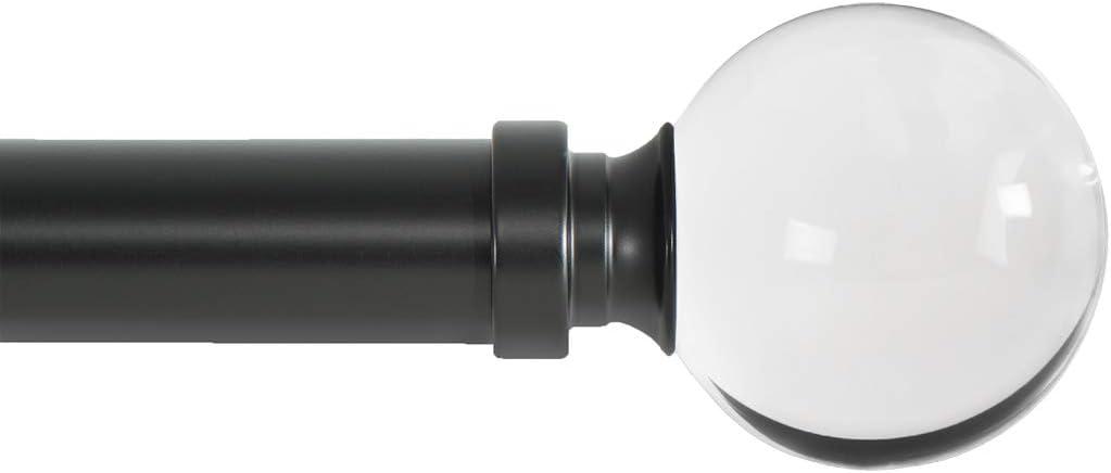 Ivilon Drapery Treatment Window Curtain Rod - Acrylic Ball 1 inch Pole. 48 to 86 Inch. Black